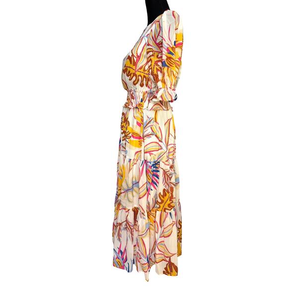 BOHO  Floral Flying Tomato Dress Fall  Ruffles womens size small Puff Sleeve - Picture 8 of 11